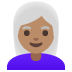 👩🏽‍🦳 woman: medium skin tone, white hair display on Google